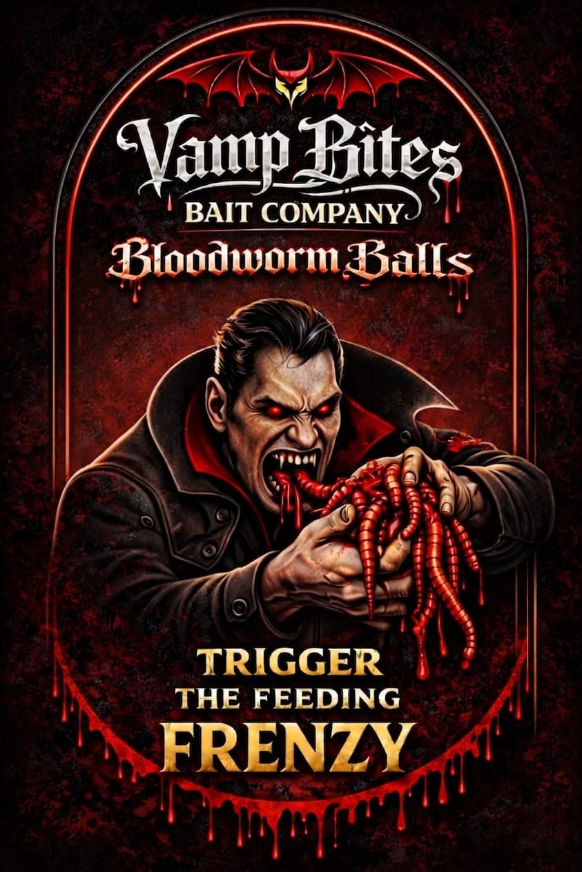 Vamp Bites Bloodworm Balls illustrated packaging artwork
